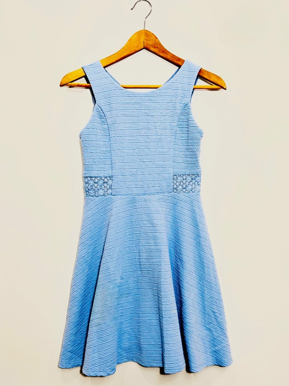 Zunie Light Blue Textured Fit-and-Flare Dress